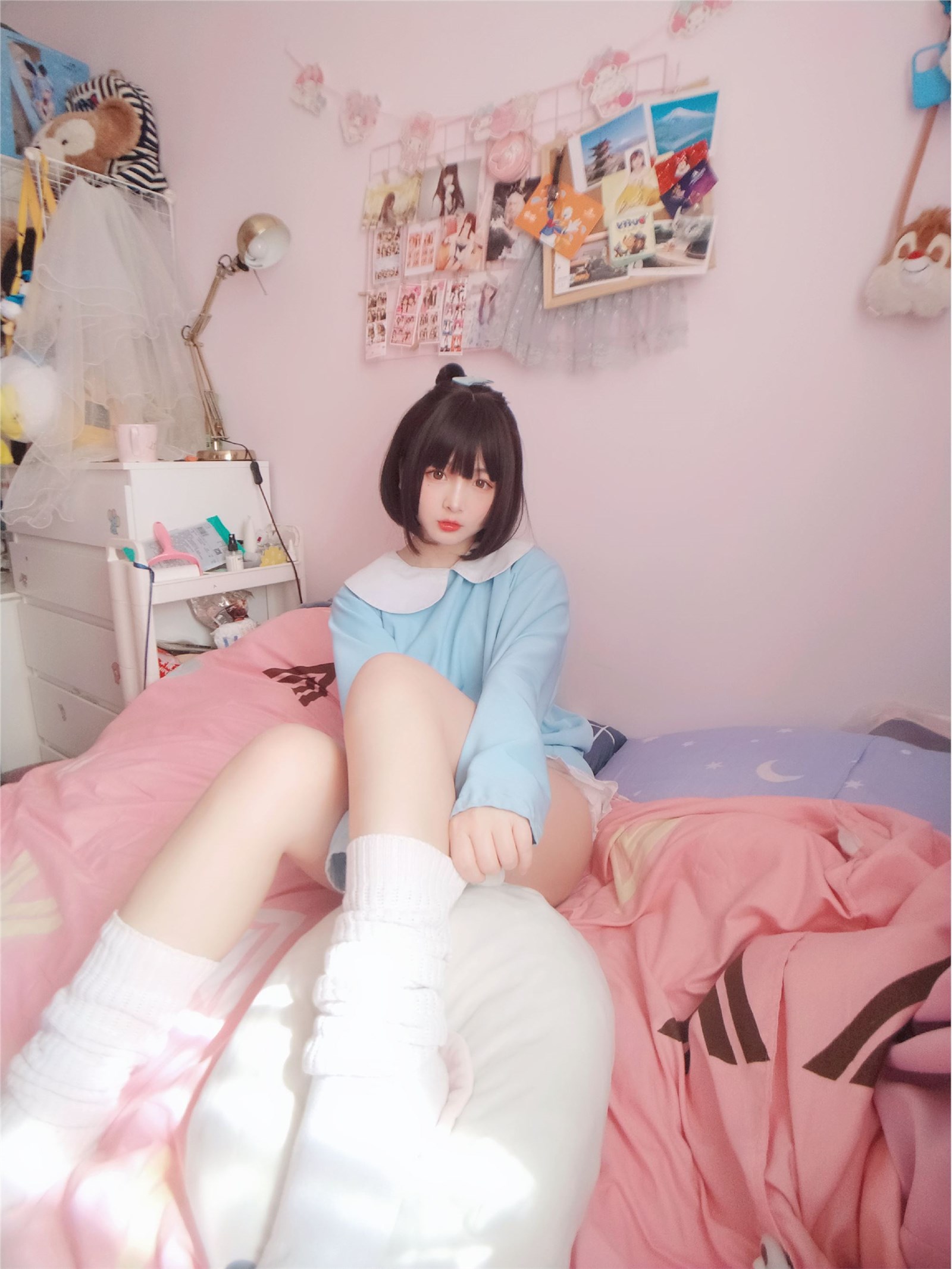 Kagura - No.63 light blue white socks(40)